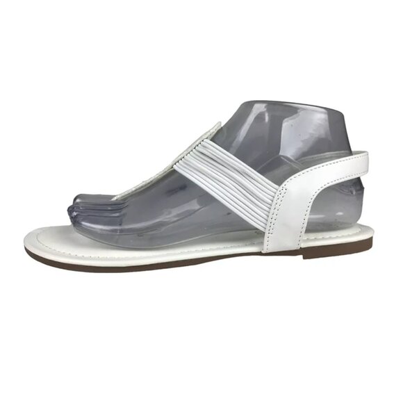 Dream Pairs Womens White Manmade T Strap Sparkly Flat Slingback Sandal Size 8.5 - Picture 2 of 10